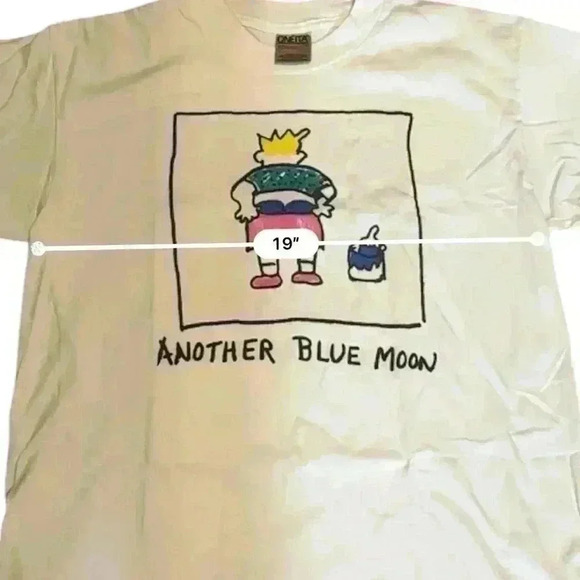 Vintage 90s Cartoon Blue Moon Listing Single Stitch Tee Size L - Picture 7 of 8
